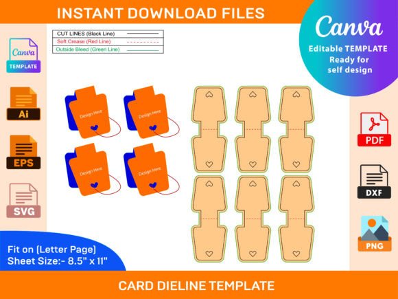 Bracelet Card Display Dieline Template for Graphics and Print Templates