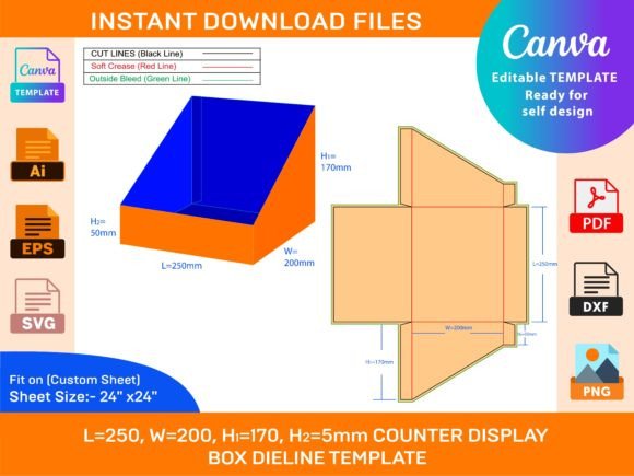 Cardboard Counter Top Display Box: Graphics & Print Templates