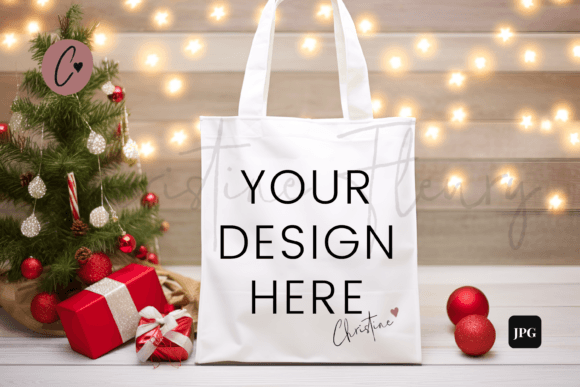 Christmas Tote Mockup Display for Graphics & Christmas Amp