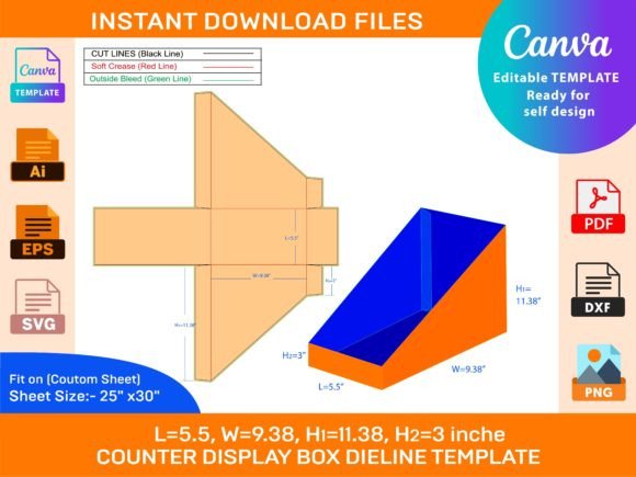 Counter Display Box Delline Template for Graphics & Print Templates