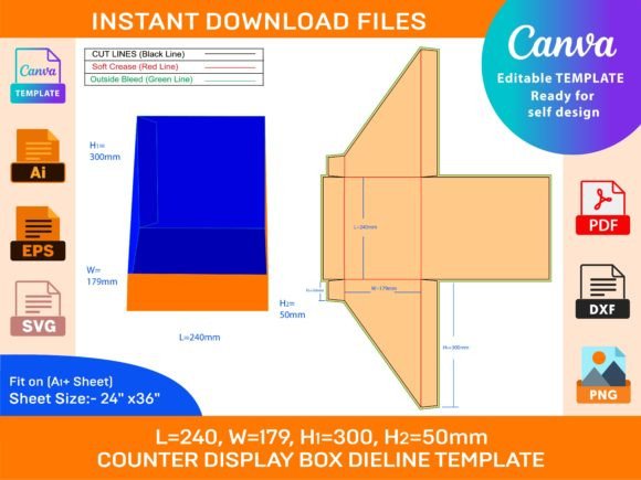 Counter Display Box Dieline Template Review