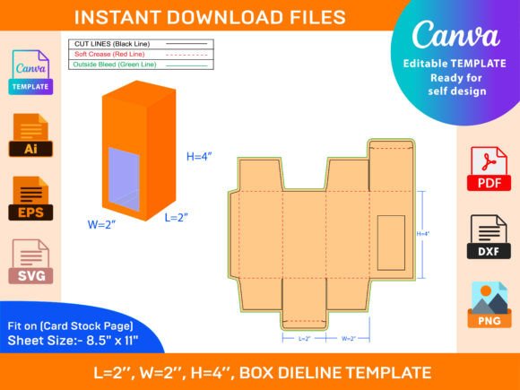 Display Candle Box Dieline Template for Graphics & Print Templates