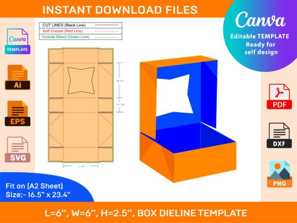 Display Pie Box, Dieline Template: A Graphics Review for Print Templates
