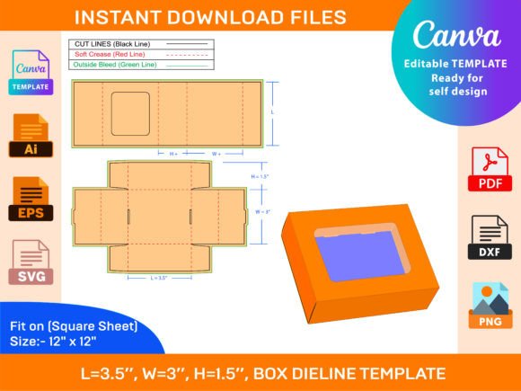 Display Soap Box, Dieline Template: Essential Graphics for Print Templates