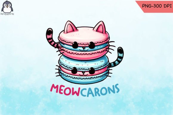 Meowcaron Cat Macaron Pun Magnet PNG Graphics and Crafts