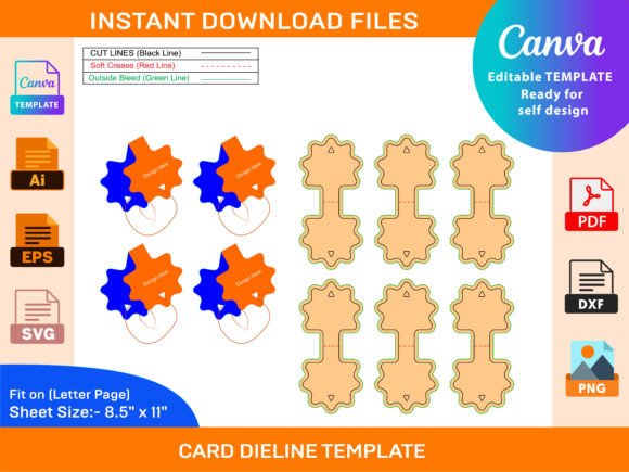 Pail Tag Display Dieline Template for Graphics and Print Templates