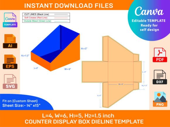 Shelf Organizer Counter Display Box: A Graphics Review for Print Templates