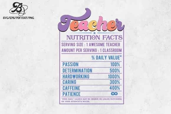 Teacher Nutrition Facts SVG Graphics and Crafts Review