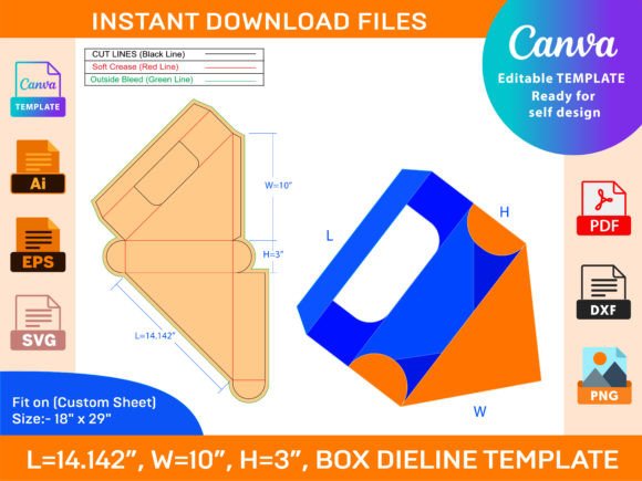 Triangel Display Gift Box 14.142x10x3 in: Graphics & Print Templates Review