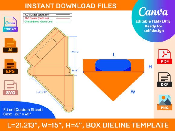 Triangel Display Gift Box 21.213x15x4 in Graphics and Print Templates