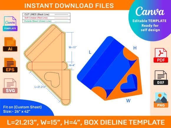 Triangel Heart Display Box 21.213x15x4: A Fresh Graphic Design Asset for Print Templates
